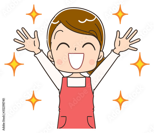 主婦 女性 エプロン イラスト 素材