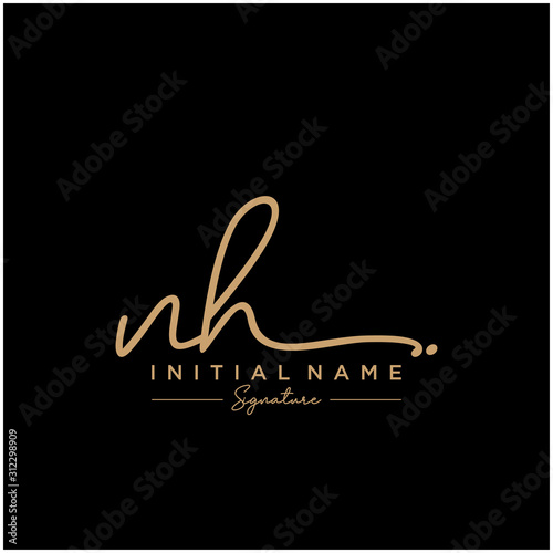 Letter NH Signature Logo Template Vector