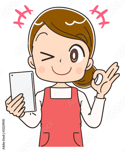 主婦 女性 エプロン イラスト 素材