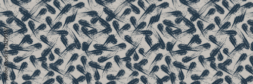 Seamless geometric criss cross vector border pattern. Modern hand drawn scratch pine needle marks shape. Repeating abstract line banner background. Trendy grunge surface design textile ribbon trim. 