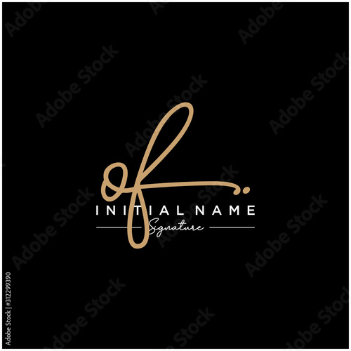 Letter OF Signature Logo Template Vector