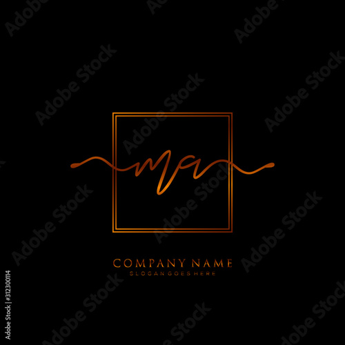 MA Initial Letter Handwriting and Signature Logo Template Concept