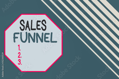 Word writing text Sales Funnel. Business photo showcasing process through which a company ells its products to buyers Seamless rectangle background pattern diagonal stripes upper right side