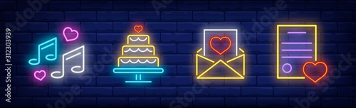 Wedding neon sign set