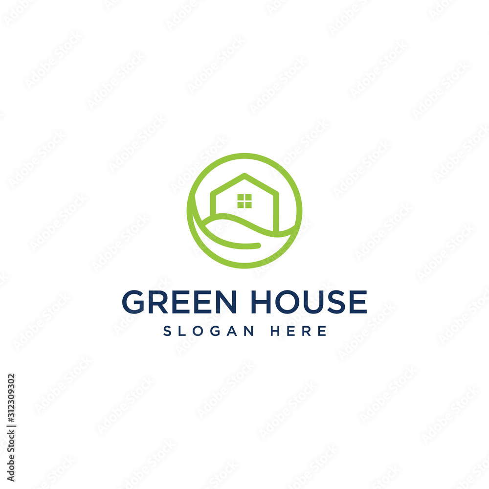 housing or house design logos with leaves and circles housing or house design logos with leaves and circles