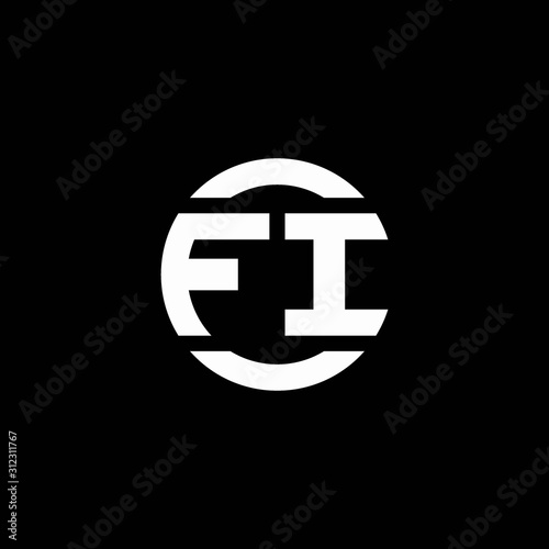 FI logo monogram isolated on circle element design template