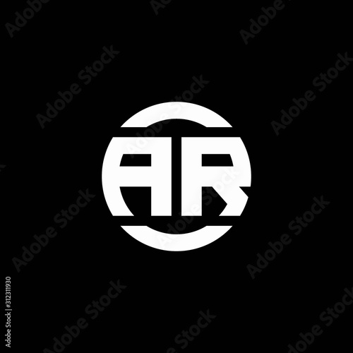 AR logo monogram isolated on circle element design template