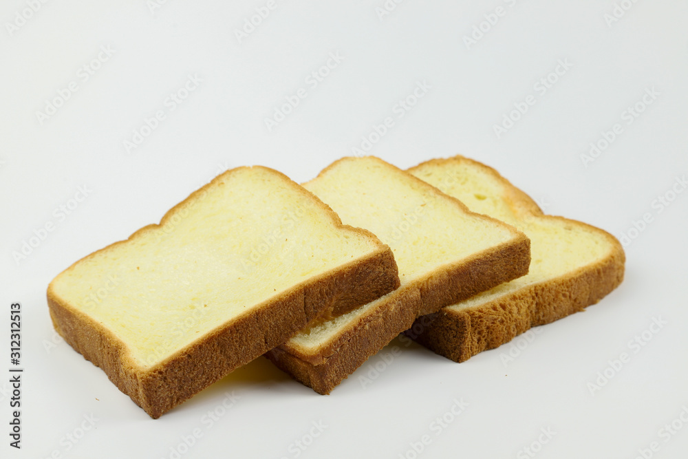 Sliced of yellow bread on white background Sliced of yellow bread on white background