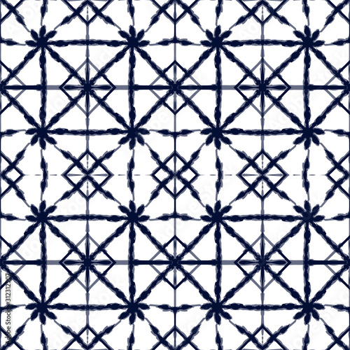 Indigo Carpet Vector Seamless Pattern. 