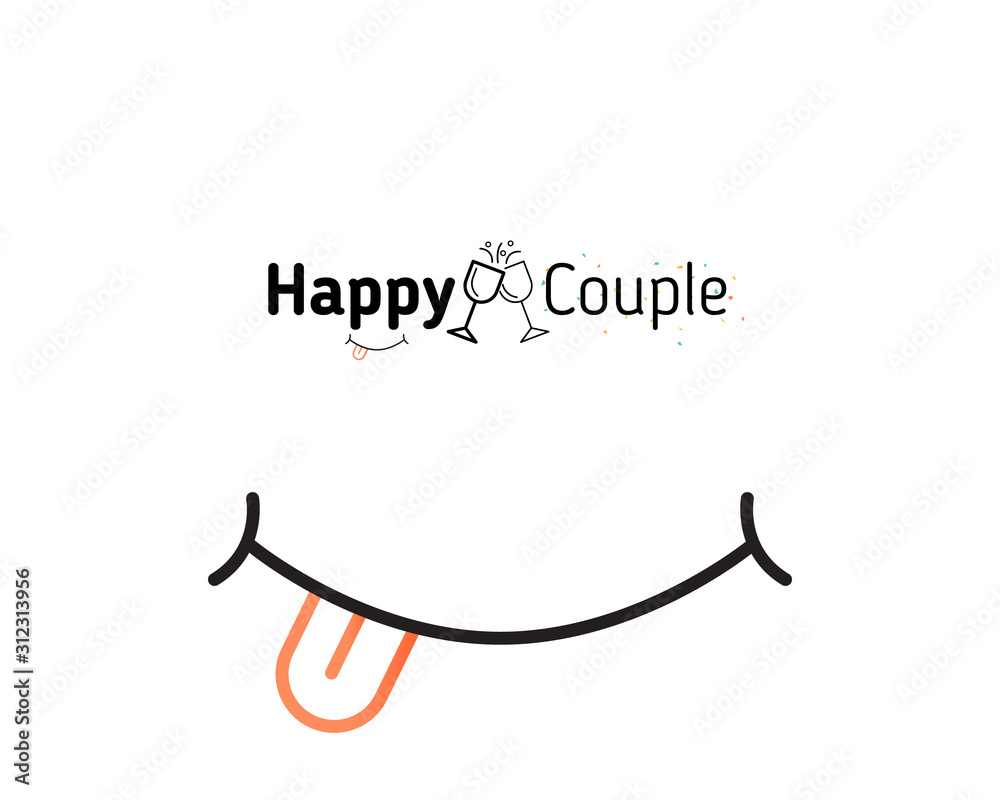 Happy Couple illustration. Line Art vector template. Suitable for web, poster, card, invitation, brochure, flyer and t-shirt. Happy Couple illustration. Line Art vector template. Suitable for web, poster, card, invitation, brochure, flyer and t-shirt.