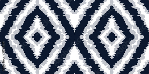 Marine Ikat Vector Seamless Pattern.