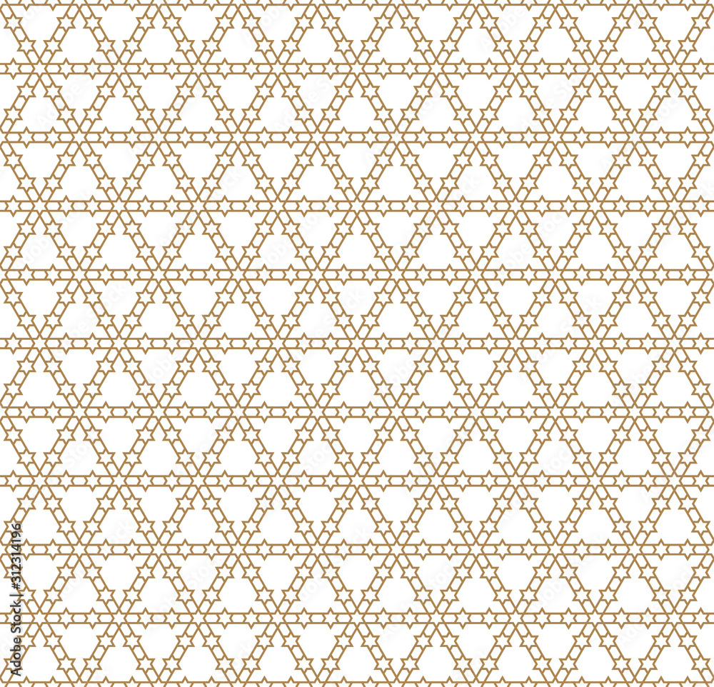 Seamless geometric pattern in golden geometric lines. Seamless geometric pattern in golden geometric lines.