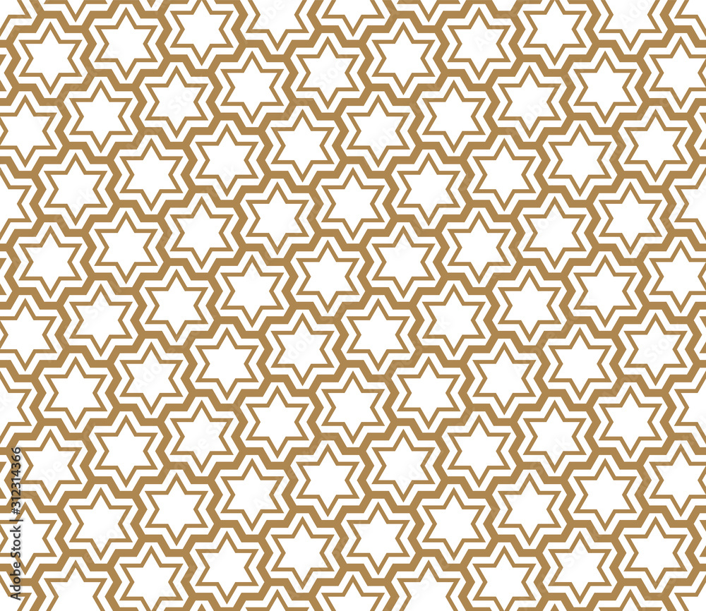 Seamless simple geometric pattern with six-pointed stars and hexagons. Seamless simple geometric pattern with six-pointed stars and hexagons.