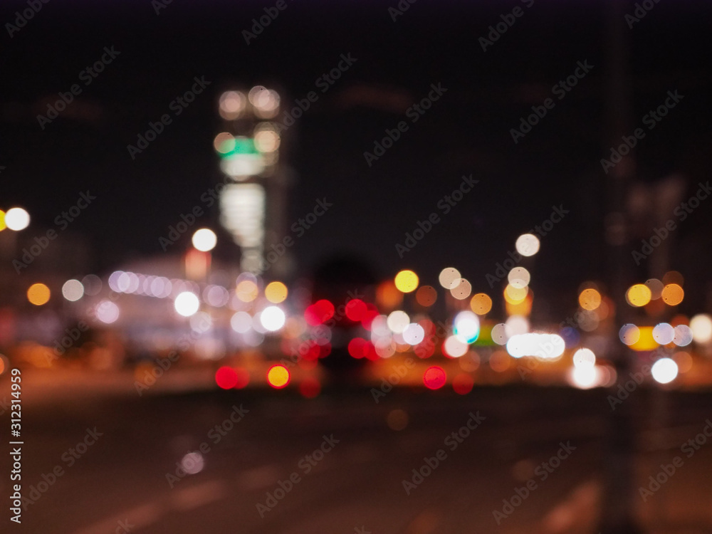 urban night scene, abstract blur background