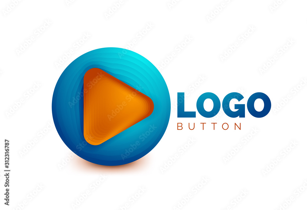 Play, arrow or download button icon, minimal design business logo template. 3d geometric bold in relief style with color blend steps effect. Vector Illustration For Wallpaper, Banner, Background, Card Play, arrow or download button icon, minimal design business logo template. 3d geometric bold in relief style with color blend steps effect. Vector Illustration For Wallpaper, Banner, Background, Card
