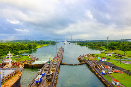 View of Panama Canal from cruise ship photo