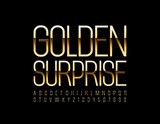 Vector chic Sign Golden Surprise. Modern Elegant Font. Luxury Alphabet letters and Numbers.