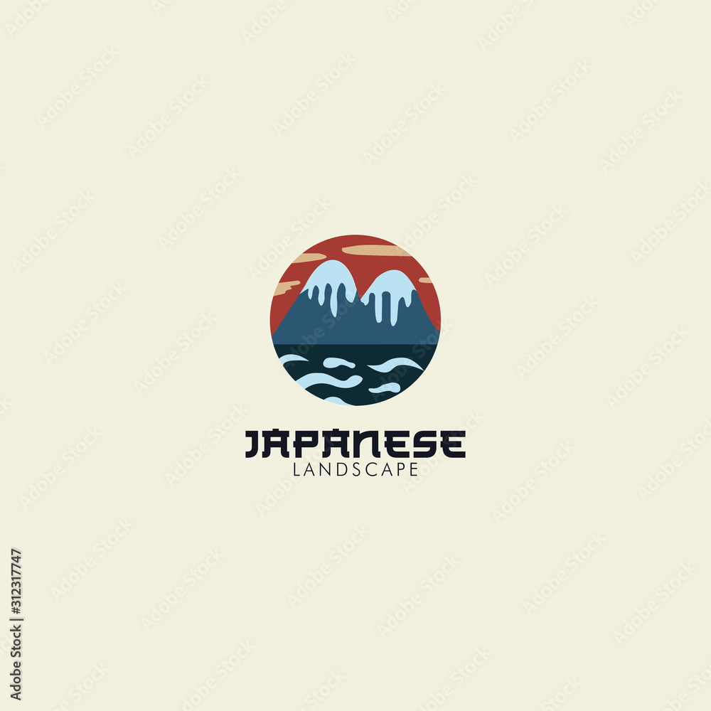 Japanese Landscape logo vector concept with flat and unique styles Japanese Landscape logo vector concept with flat and unique styles