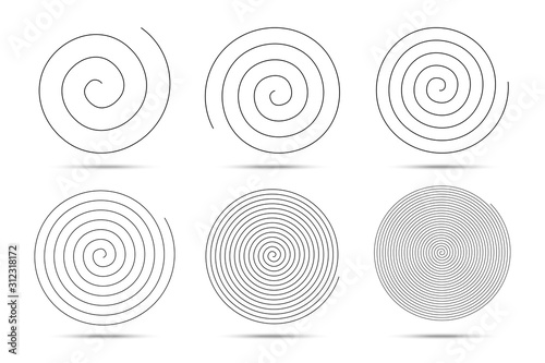 Spiral logo design elements. Vector illustration. Set of spirals.