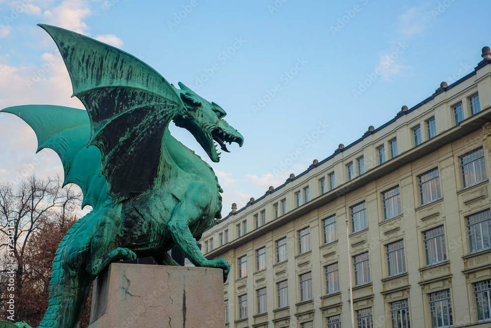Ljubljana's infamous dragon sculpture