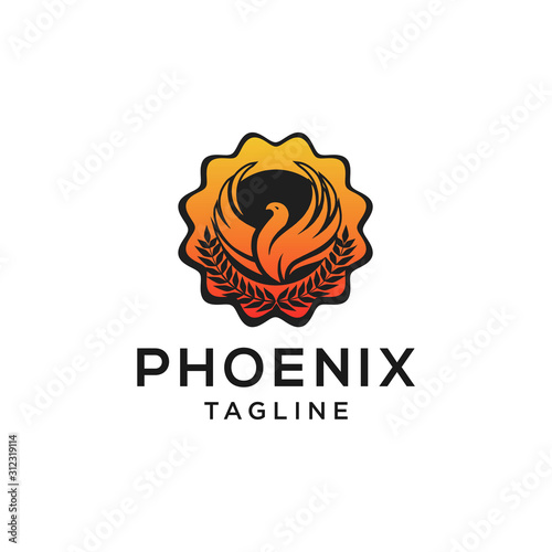  Phoenix flying logo design inspiration badge