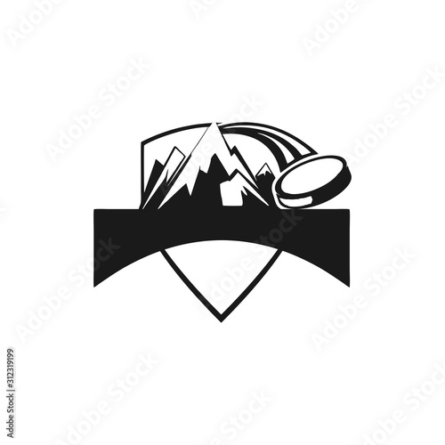 Inspiring logo design mountain badge. black white
