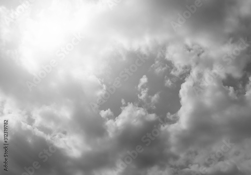 Black sky with beautiful natural white clouds