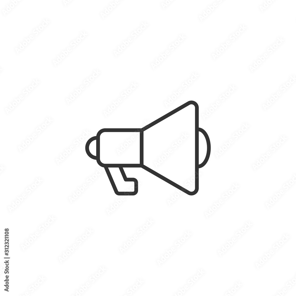 Megaphone speaker icon in flat style. Bullhorn sign vector illustration on white isolated background. Scream announcement business concept.