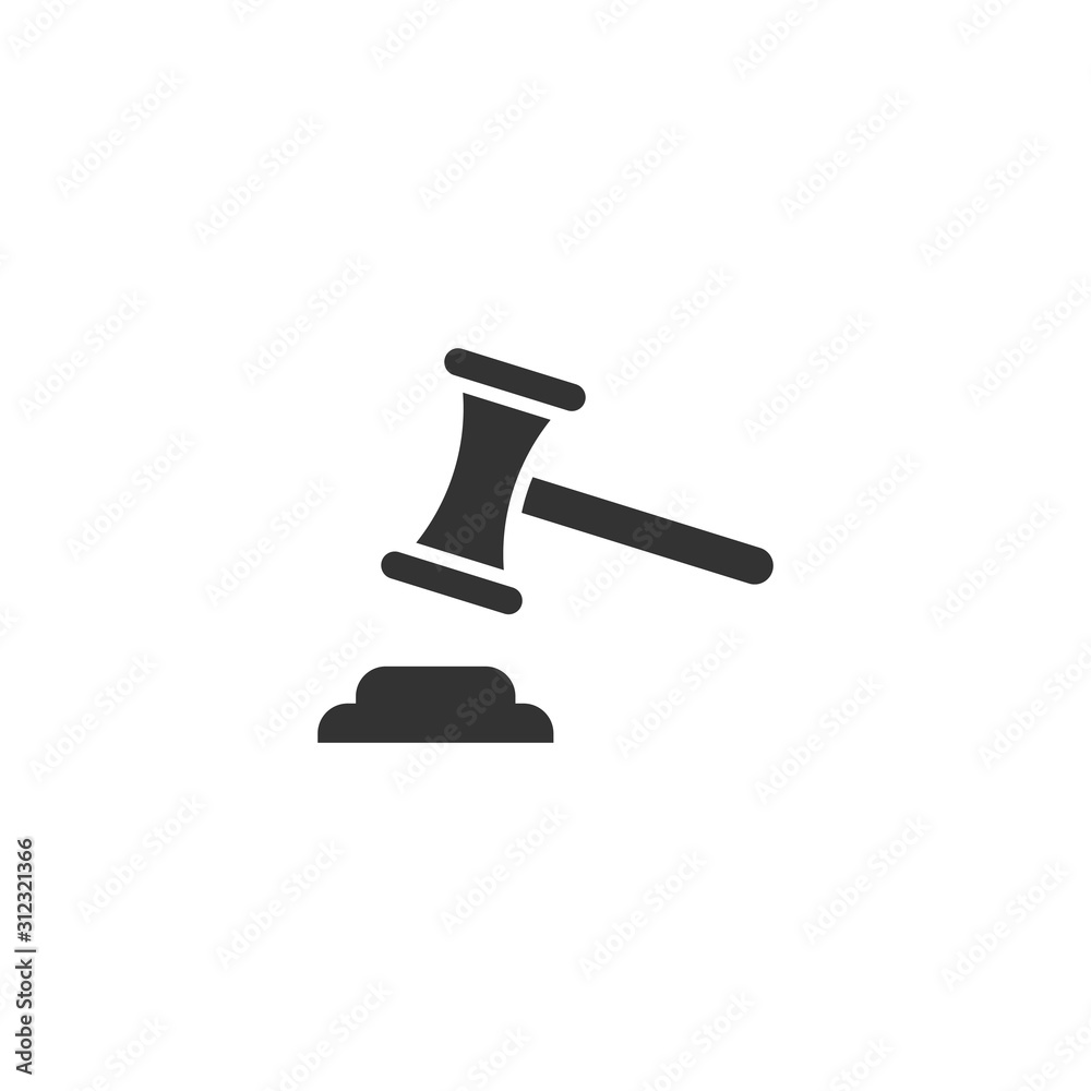 Auction hammer icon in flat style. Court sign vector illustration on white isolated background. Tribunal business concept. Auction hammer icon in flat style. Court sign vector illustration on white isolated background. Tribunal business concept.