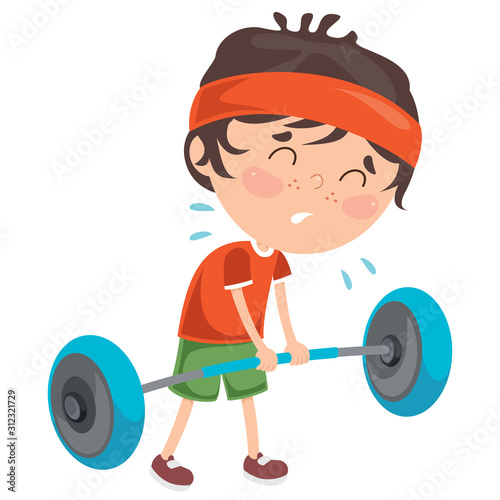 Little Boy Making Weight Lifting Exercise