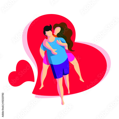 Man Carrying Woman illustration vector