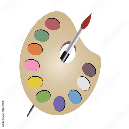 Artist's palette for painting. Vector art
