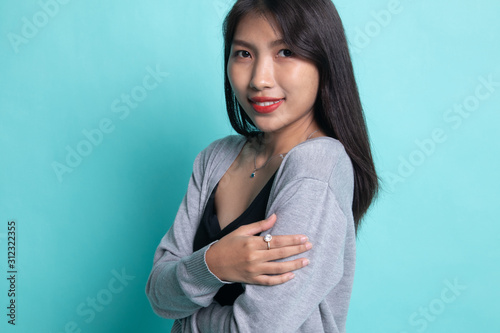 Happy Beautiful young Asian woman.