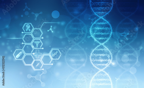 DNA structure, abstract medical and health care background, Abstract technology science concept DNA futuristic on hi tech blue background  © blackboard