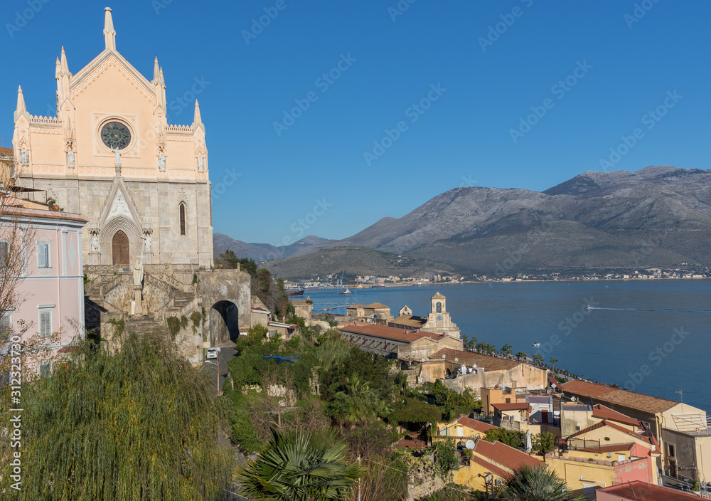 Gaeta, Italy - one of the most spectacular cities along the Tyrrhenian Sea, Gaeta displays an amazing Medieval Old Town. Here in particular the Francis of Assisi Church, founded by the friar himself
