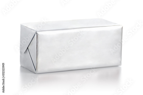 Unlabed Dairy Butter Cube Mockup Isolated on White Background