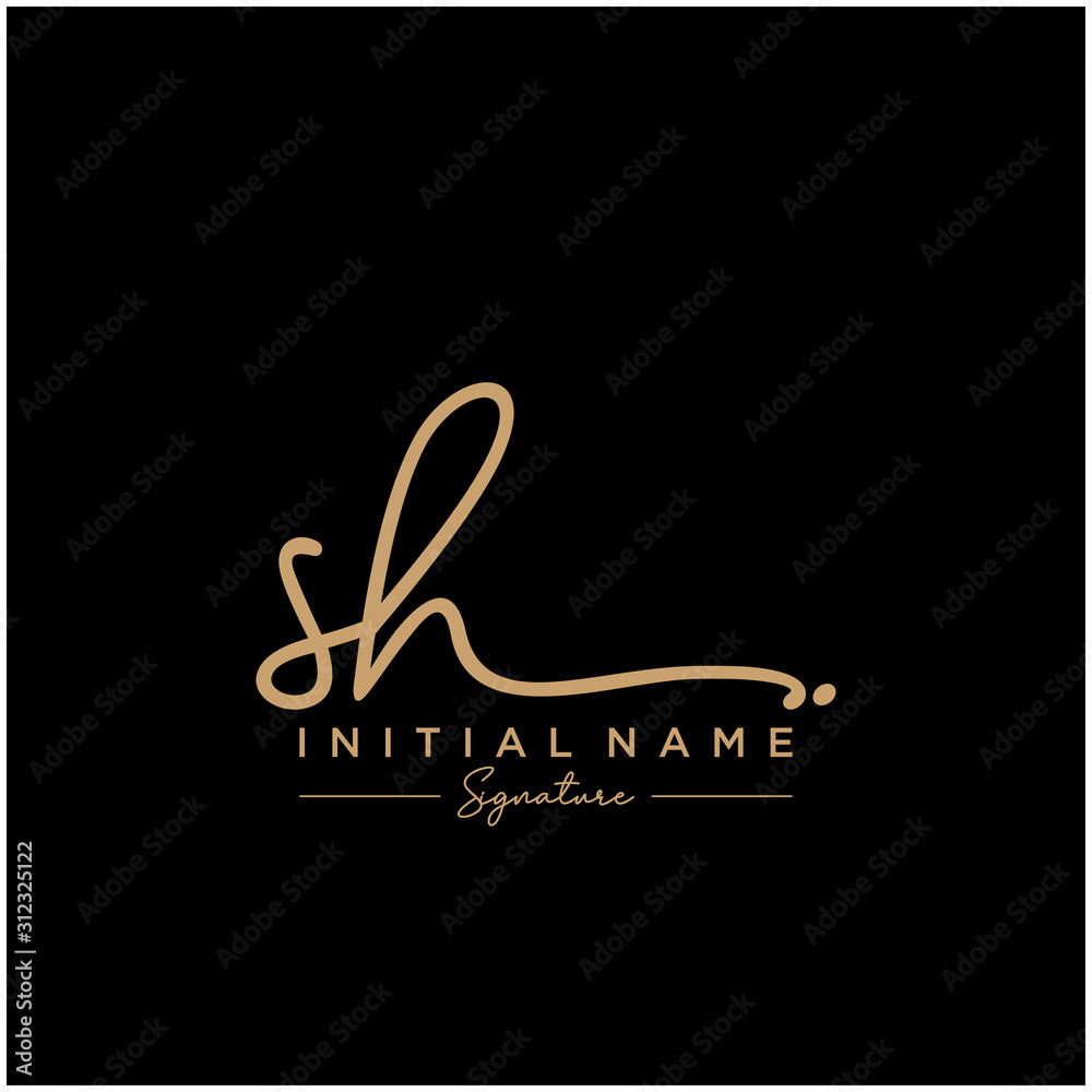 Obraz premium Letter SH Signature Logo Template Vector