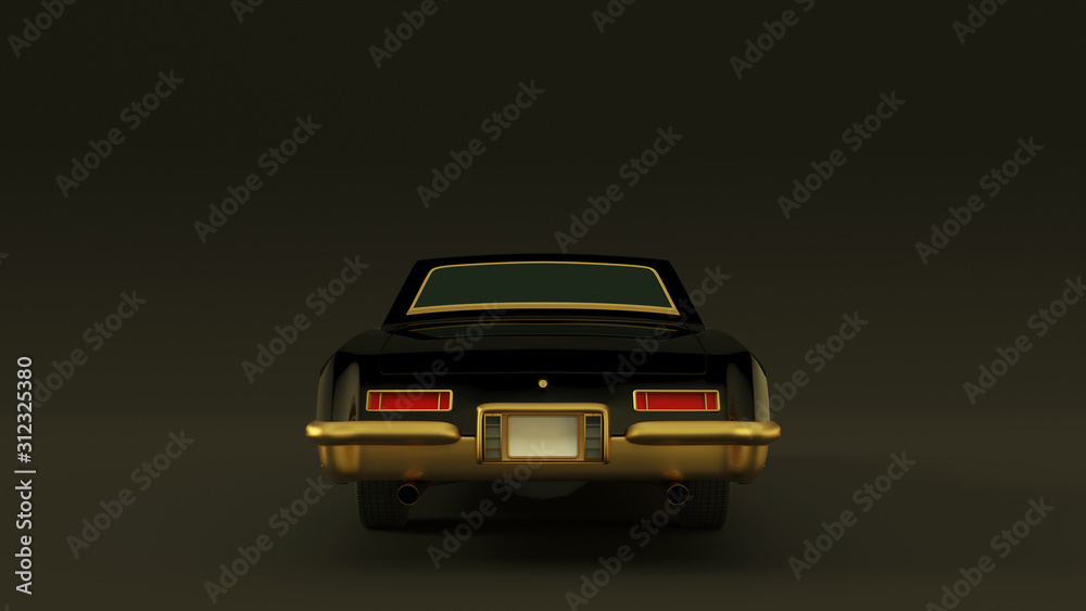 Powerful Black and Gold Gangster Luxury 1960's Style Car