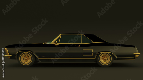 Powerful Black and Gold Gangster Luxury 1960's Style Car