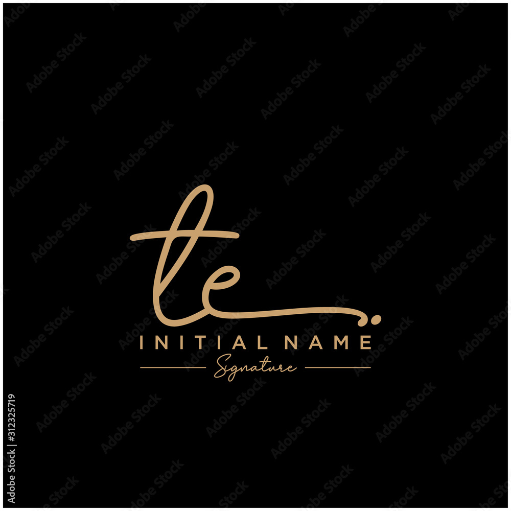 Letter TE Signature Logo Template Vector