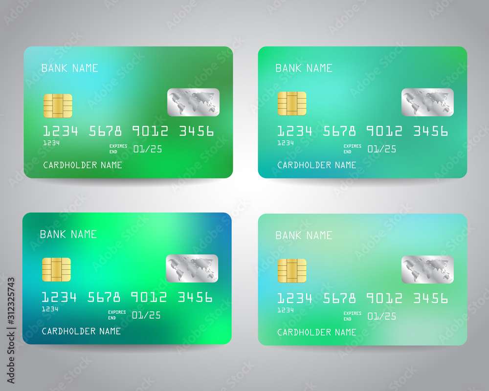 Credit cards set with colorful abstract design background Credit cards set with colorful abstract design background