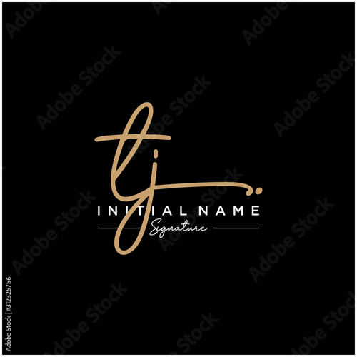 Letter TJ Signature Logo Template Vector