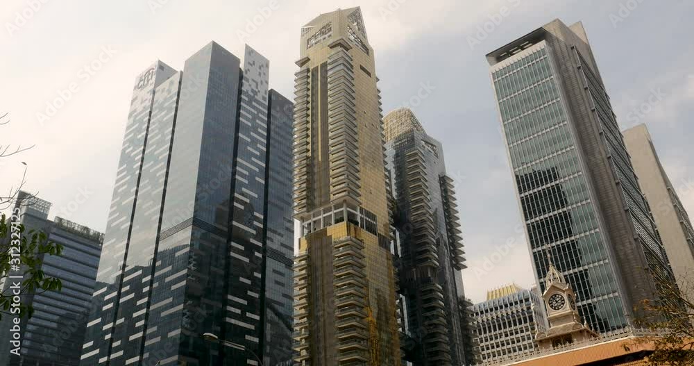 Time lapse of large skyscrapers in Singapore. Time lapse of large skyscrapers in Singapore.