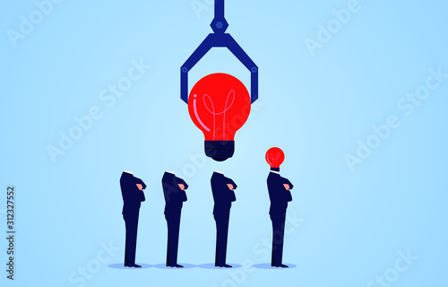 Robotic arm install bulb head for businessman