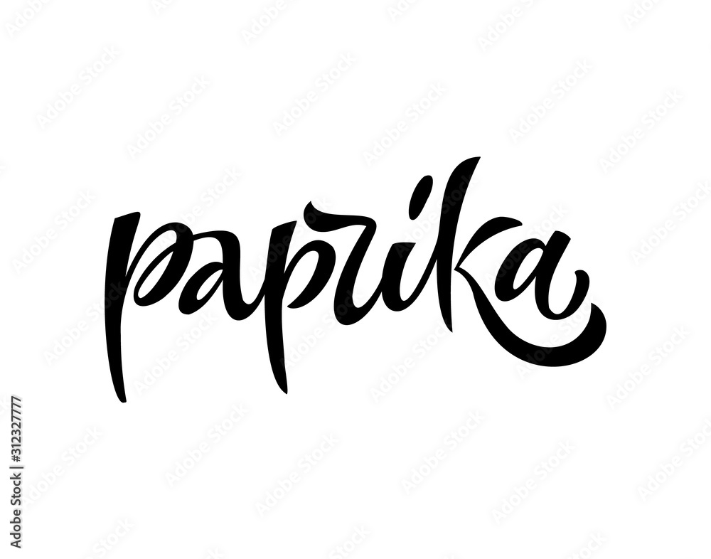 Paprika - hand drawn spice label. Isolated calligraphy script style word. Vector lettering design element. Labels, shop design, cafe decore etc Paprika - hand drawn spice label. Isolated calligraphy script style word. Vector lettering design element. Labels, shop design, cafe decore etc
