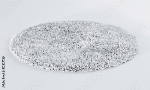 Round wool carpet mockup - 3D illustration