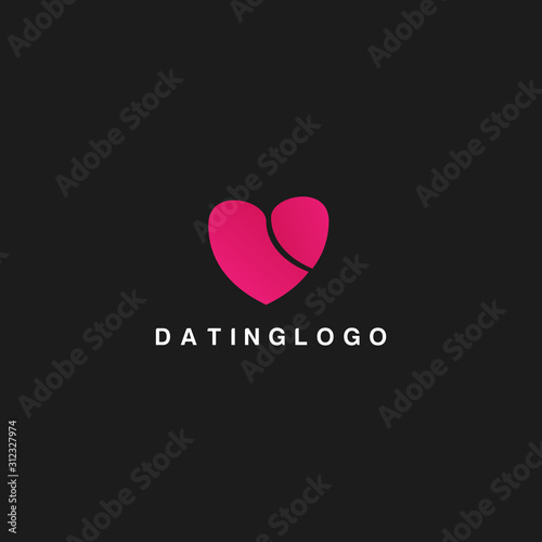 Heart dating logo design vector