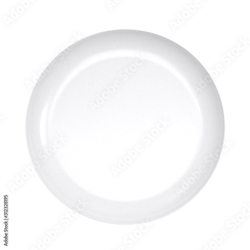 Large White Restaurant Plate Isolated on White Background. 3D Render.