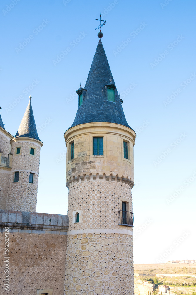 Turret Of The Segovia Alcazar Against A Blue Sky