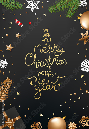 Top view vector background with christmas accessories © tovovan